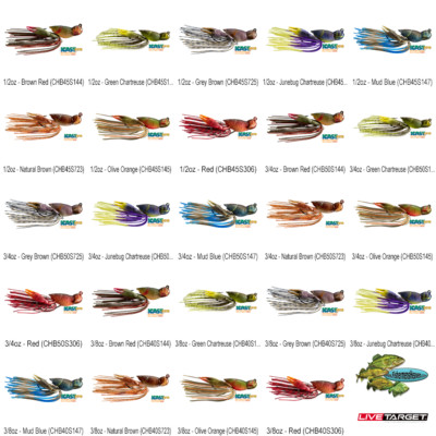 Live Target Crawfish Jig (CHB) Hollow Body Baits Choice of 3 Sizes in 18 Colors