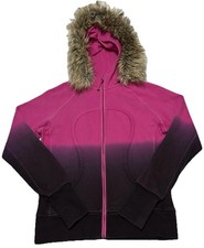 Lululemon Scuba Hoodie Faux Fur Paris Pink Dark Purple Special Edition Size 12