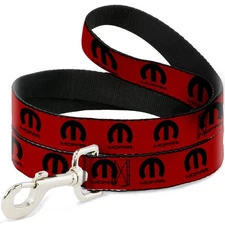 Dog Leash MOPAR Logo Repeat Red/Black NARROW 0.5"