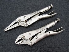 Vintage Petersen Vise Grip 5WR Curved Jaw & 6LN Long Nose Locking Pliers USA