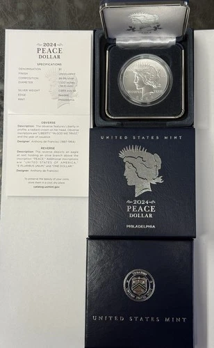 2024-P Peace Silver Dollar ~ Uncirculated ~ Original Mint Box And COA