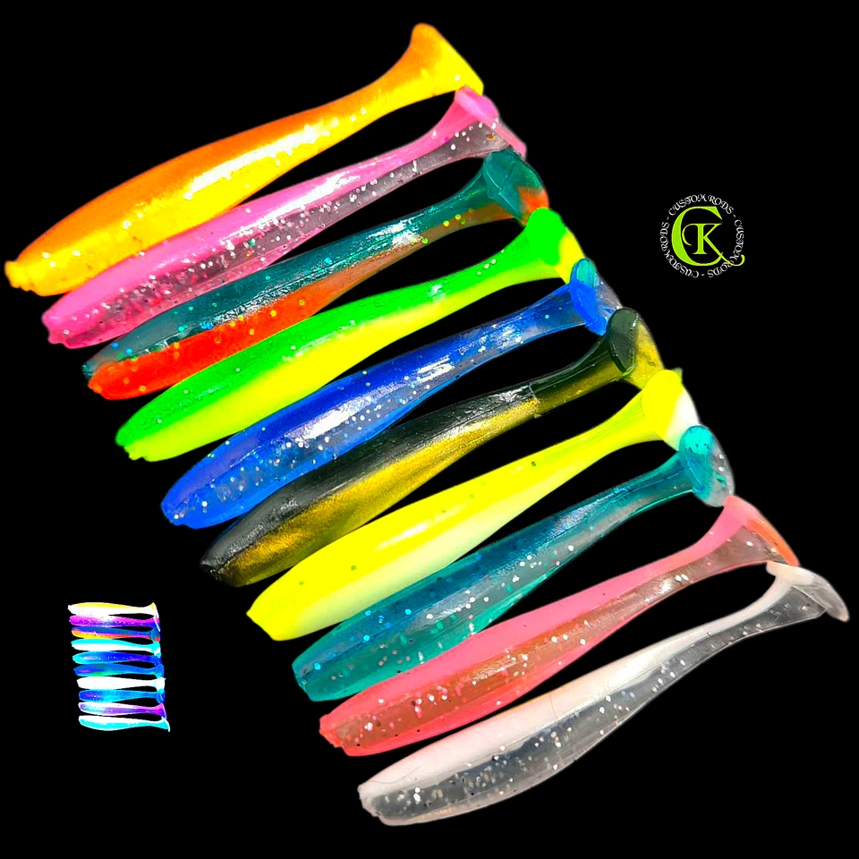 KÖDERBOX 10x 5,2 cm Easy Shad UV Gummifisch Köder Kunstköder Swimbait Drop Shot Barsch