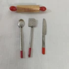 VINTAGE BARBIE BBQ What's Cooking Set 4 UTENSILS ROLLING PIN 1962-63