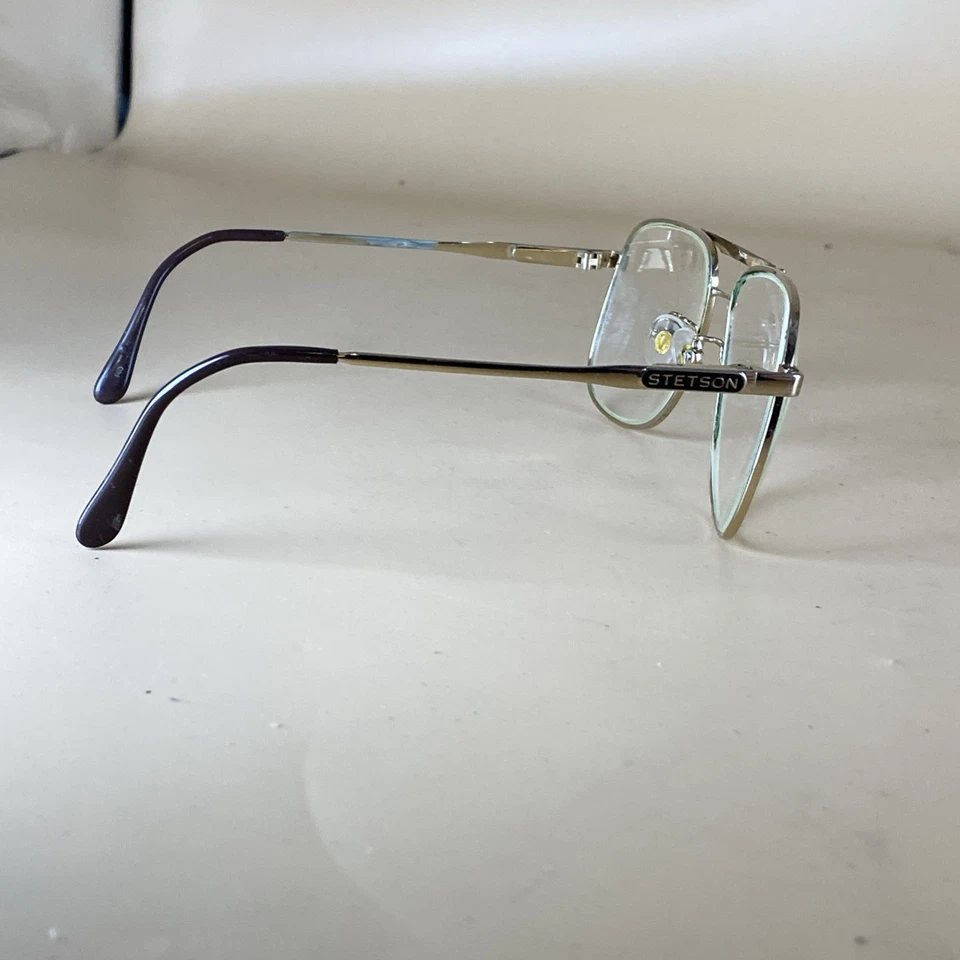 Vintage Stetson Aviator Eyeglasses Frames - Gold tone 56-18 /Japan/ Frame ONLY - Image 4 of 4