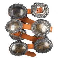Vintage Navajo sterling silver heavily stamped concho belt