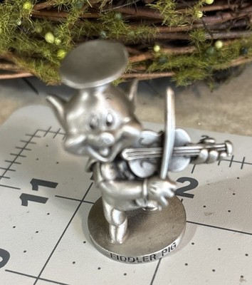 Vintage Schmid  Disney Fiddler Pig Pewter Miniature 2 Inch Figurine