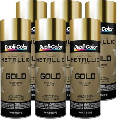 Duplicolor GS100 (6-Pack), Gold Metallic Aerosol Spray Paint, 11oz, Gloss Finish