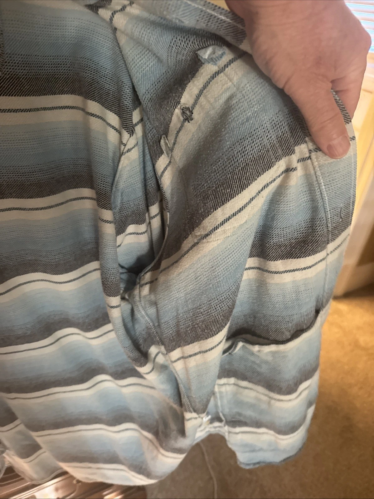 Johnnie O Jacket Mens Large Blue Striped Carver Surflannel Hooded Shacket - product detail image 15