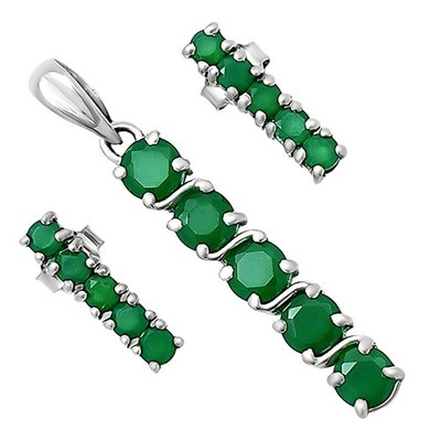 Vertical Gemstone Bar Set 925 Sterling Silver Earrings Pendant Jewelry AGT1013
