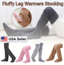 Legs Socks Over Knee High Fuzzy Plush Slipper Stockings Furry Long Leg Warmers