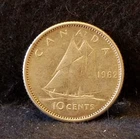 1962 Canada (Dominion) silver 10 cents, Elizabeth II, decent grade, KM-51 (CA11)