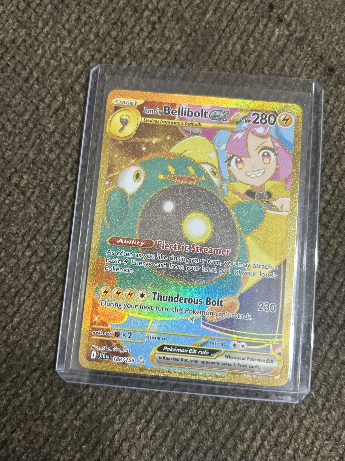 Pokémon TCG Ionos Bellibolt ex 188/159 Journey Together Gold Hyper Rare Card