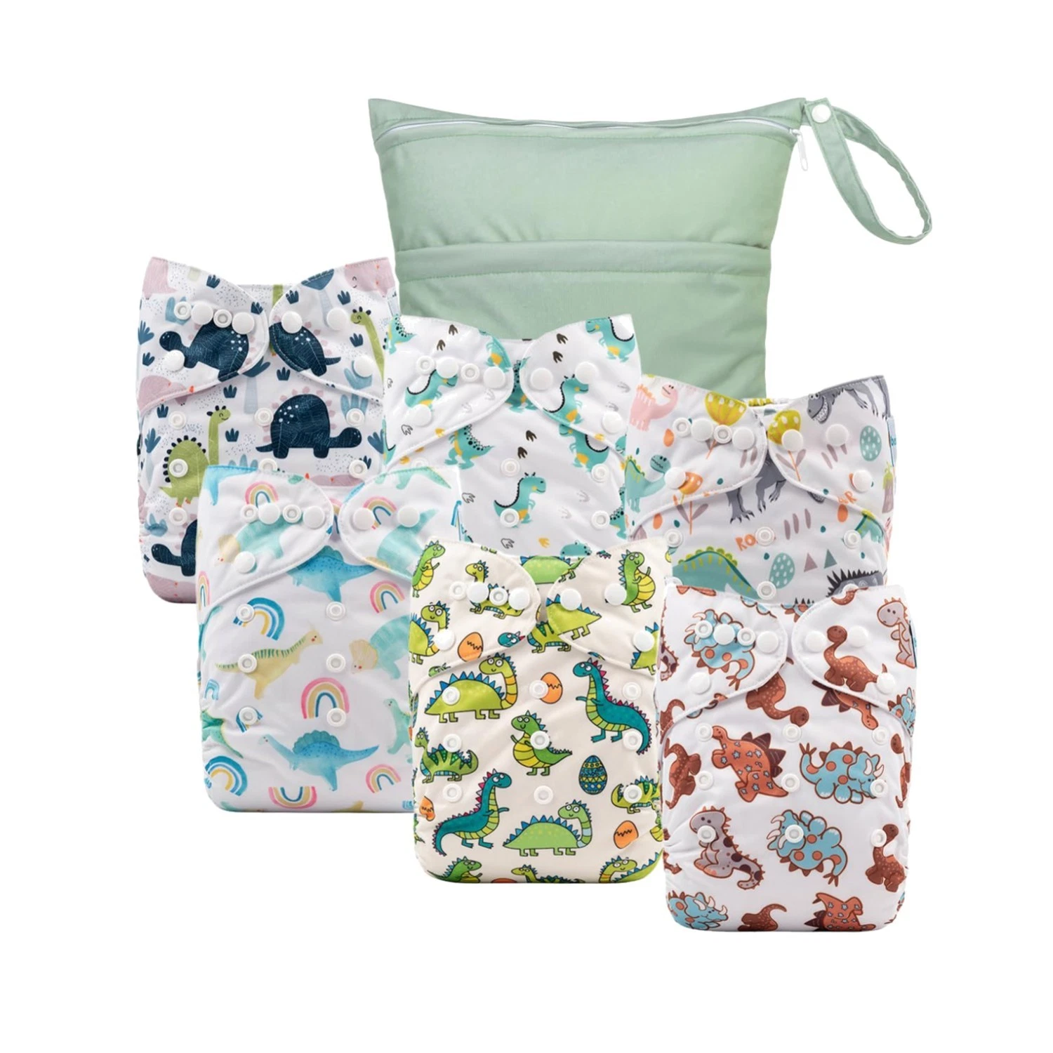 Reusable Cloth Diaper Covers 6 Pack with Wet Bag