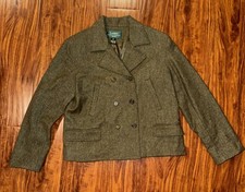 VTG Lauren Ralph Lauren 100 Wool Tweed Blazer Equestrian Women s Sz 8P