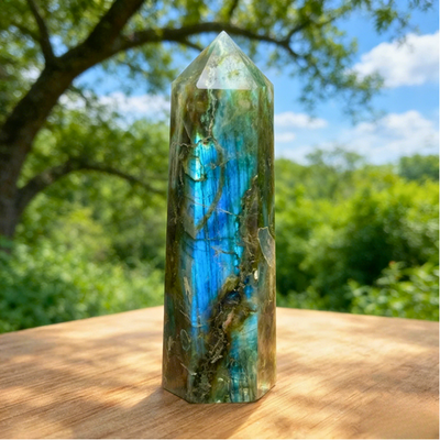 #ad Natural Labradorite Stone Crystal Tower Obelisk Reiki Healing Meditation Decor $16.02