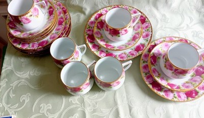 6 KAFFEGEDECKE+++ TASSEN in TULPENFORM +++ ROSENDEKOR wie CÄCILIE / TAUSENDSCHÖN