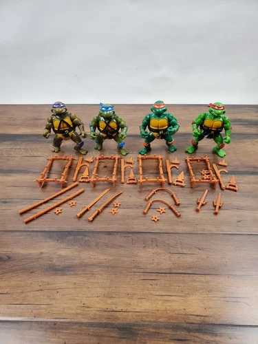 Vtg 1988 TMNT 100% Complete Mike Leo Raph Don Original Playmates Figure Lot