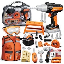Kids Tool Set, Toddler Tool Set with Box, Toys for 3 Year Old Boys Orange