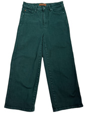 Judy Blue Jeans Real Teal Wide Leg Crop Denim Sz 9 29 Garment Dyed Tummy Control