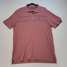 TravisMathew Polo Shirt Mens XL Rose Pink Striped Pima Cotton Blend Golf