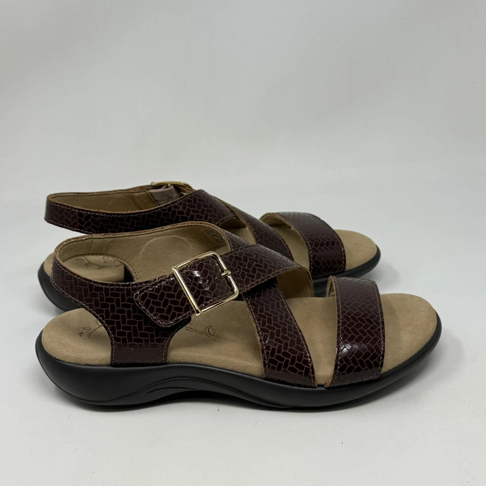 SAS Laguna Weave Henna Sandals Womens 10.5 W Wide Brown Croc Print Strappy - Image 2 of 4