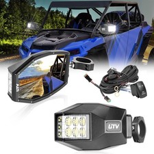 UTV Side View Mirrors with LED Lights, Lighted Rearview Mirror fit 1.5"-2" Ro...
