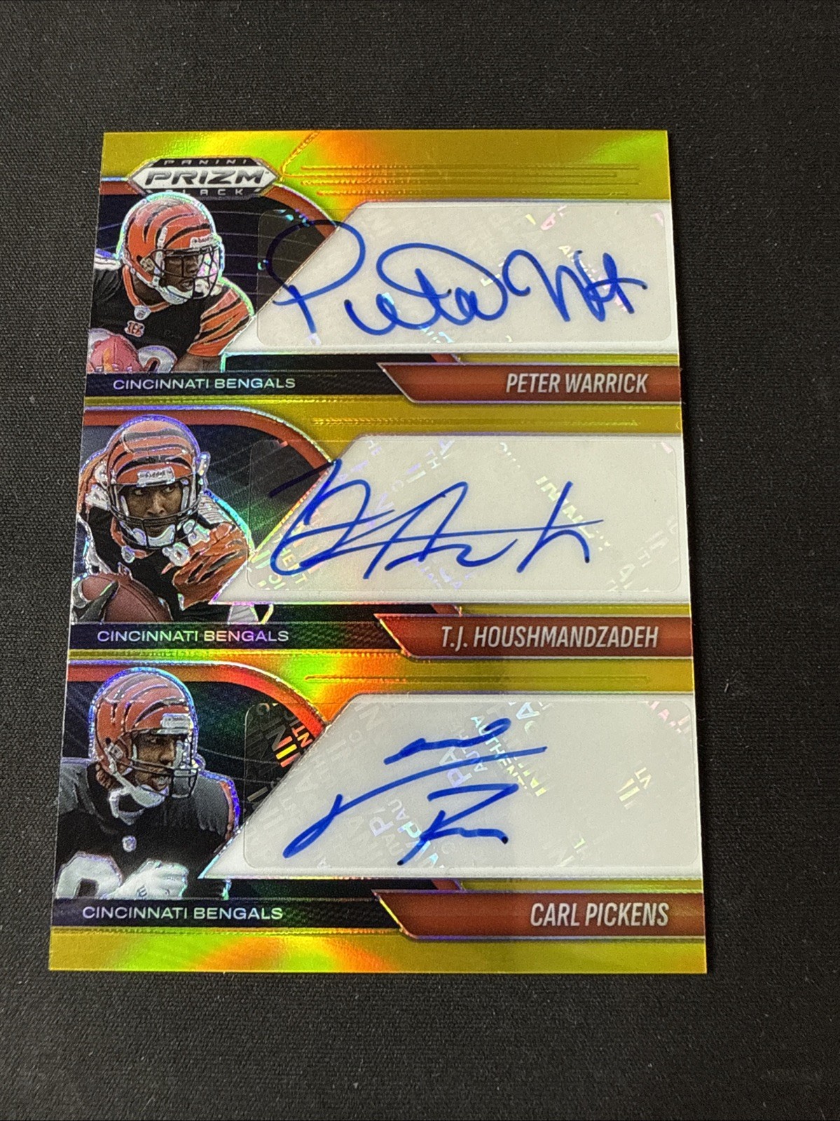 2025 Prizm Black Gold Triple Auto Warrick/Houshmanzadeh/Pickens 10/10 Bengals