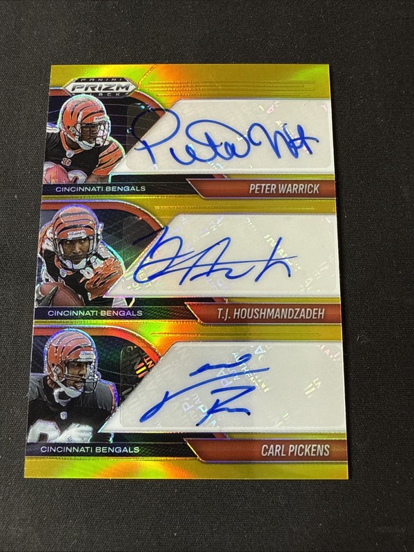 2025 Prizm Black Gold Triple Auto Warrick/Houshmanzadeh/Pickens 10/10 Bengals