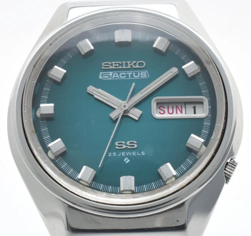 Vintage [Exc+5] SEIKO 6106-7690 5 Actus SS Auto Turquoise Dial  Men Watch JAPAN