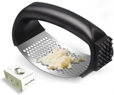 304 Stainless Steel Garlic Press Rocker Easy Grip Mincer Tool for Cooking