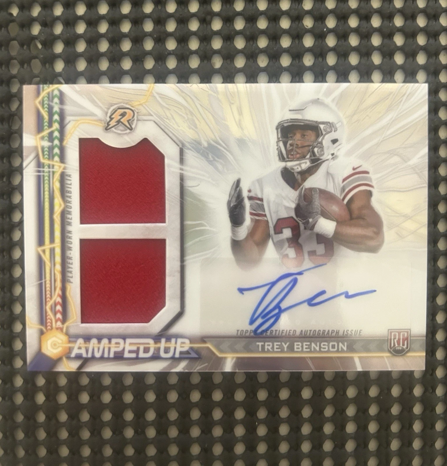 Trey Benson Topps Resurgence Amped Up Rookie Patch Autographs #AUTB Purple Surge