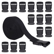 RETON 1 1/4 Inch Wide 10 Yards Black Nylon Webbing Strap + 15 PCS Adjustable ...