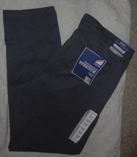 IZOD Mens PEFORMANCE STRETCH SLIM-FIT NAVY KHAKI CHINO PANTS Size 36 X 32 NEW