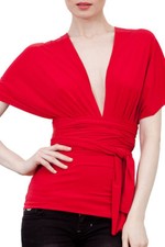 VON VONNI Women's Red Transformer Wrap Top VVT001 NWT