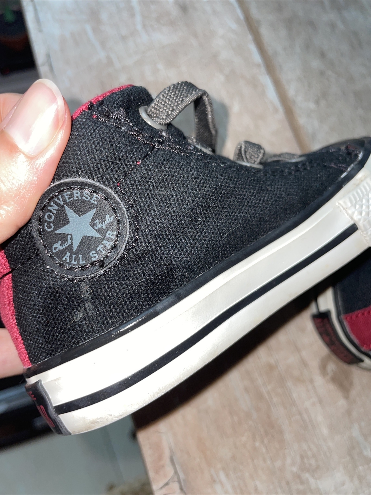 Converse All Star Toddlers Size 5 Black Red Hi Top Shoes Canvas Sneakers thumbnail 9