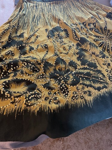 Bernardo NWT 12 W 32” L 29” Stem Beaded 100% Cotton Flared Skirt Sequins Floral - Picture 7 of 8