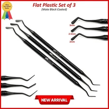 Dental Flat Plastic Set of 3 Composite Filling Instruments Mate Black Coated