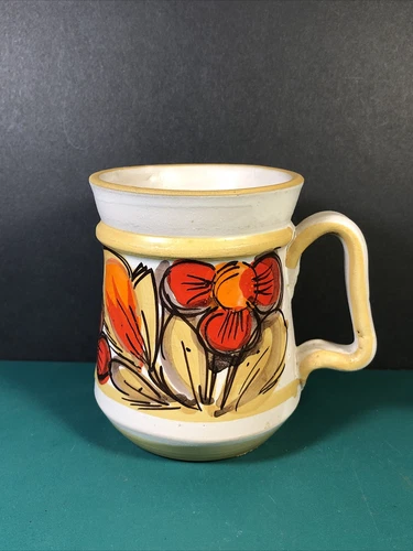 HH Italy | Holt Howard | Handpainted Pottery Mug Cup | Floral | 1970s