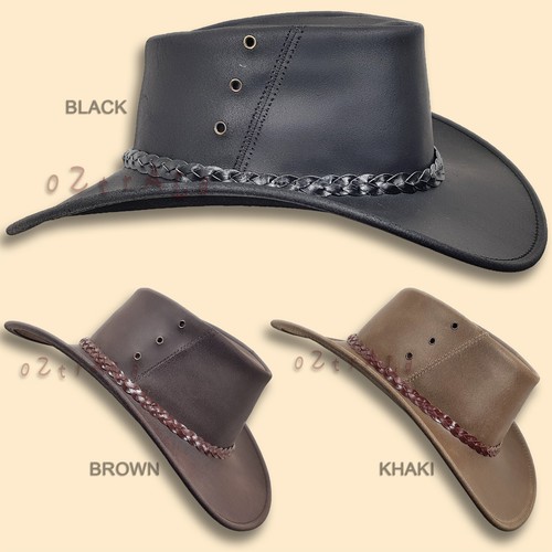 【oZtrALa】 KANGAROO Leather JACARU Hat Cowboy Outback Mens DrizaBone AUSTRALIAN ~ - Picture 11 of 16
