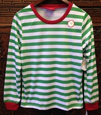 New Family PJs Kids Green Stripe Printed Pajama Top, X-Large 14/16
