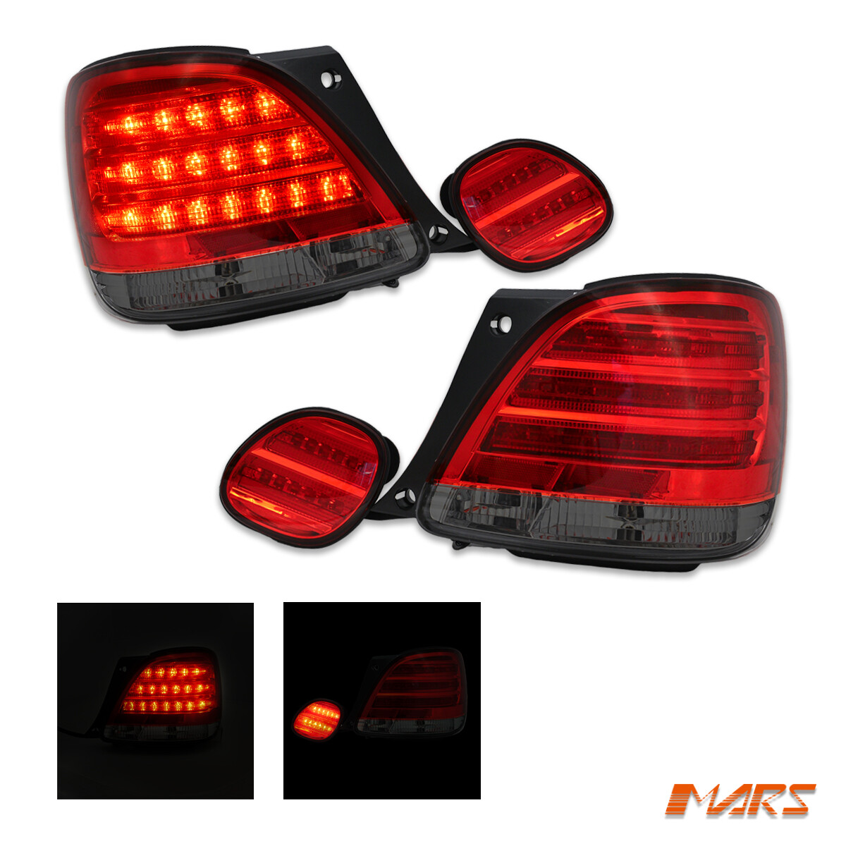JDM Smoked Red LED Tail lights & Garnish Trunk Lamps for Lexus