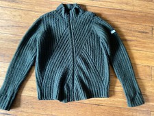 Diesel Kids Zip-up Sweater Size 12 yo Dark Green Cotton/wool Blend