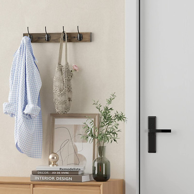 Wall Mounted Hat Coat Hooks Rack 4 Hooks Entryway Bathroom Bedroom Organization