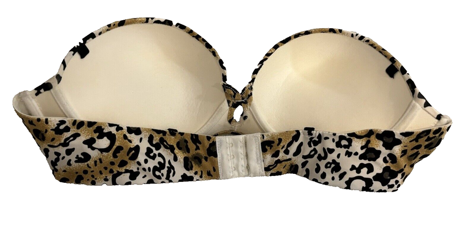 Cheetah Leopard Print Strapless Bra Sz 38C Kathy Ireland Intimates