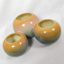 Vintage Hull Pottery Planter Mid Century 3 Orb Pot 107 Orange Green
