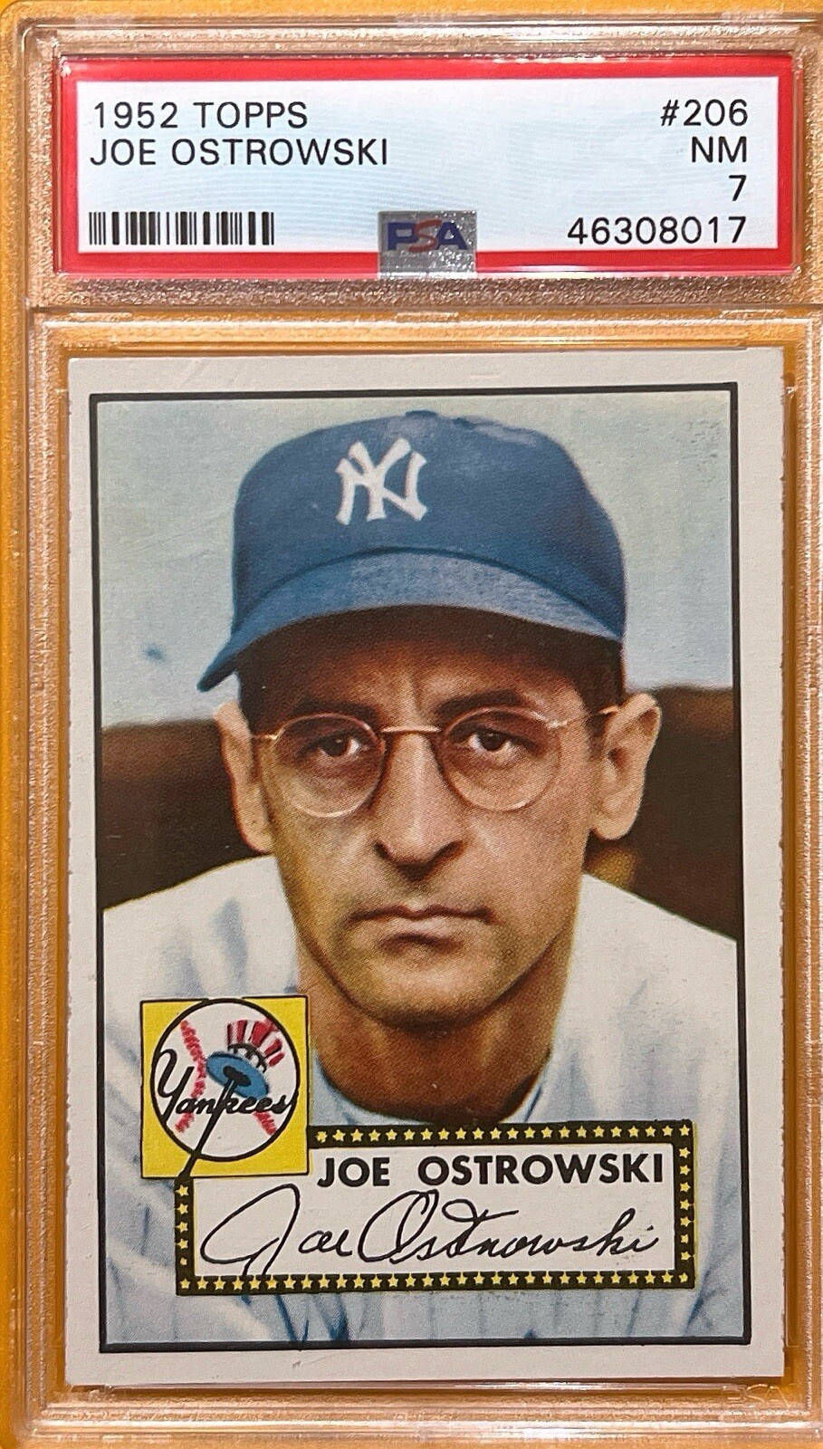 1952 Topps - #206 Joe Ostrowski (RC) - PSA 7
