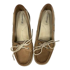 Women's Sperry Topsider Bluefish 2 Eye Boat Shoes Loafers Size 8.0 M Linen Oat