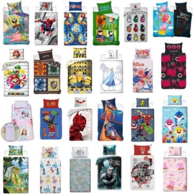 Einzel Bettwäsche Sets - Disney Marvel Baby Shark Batman Sonic Peppa Pig & Mehr