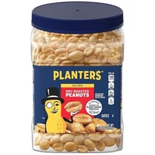 Planters Dry Roasted Salted Peanuts 34.5 oz Large size Kosher Peanuts
