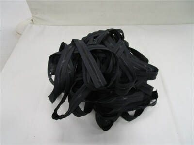 UPHOLSTERY BLACK MOLDED PLASTIC ZIPPER CHAIN / TAPE 1 3/8'' X 124' FEET